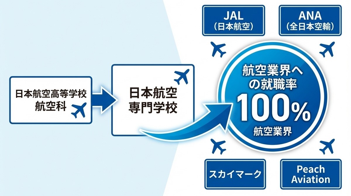 日本航空高等学校から航空業界への就職ルート 日本航空大学校進学で就職率100% JAL・ANA等への就職実績