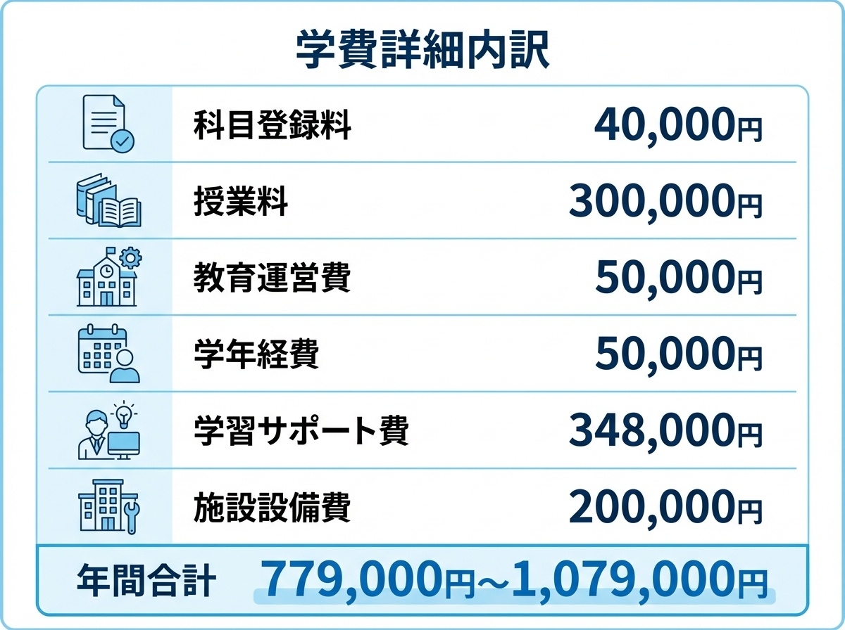 大智学園高等学校の学費詳細内訳（科目登録料・授業料・教育運営費など）