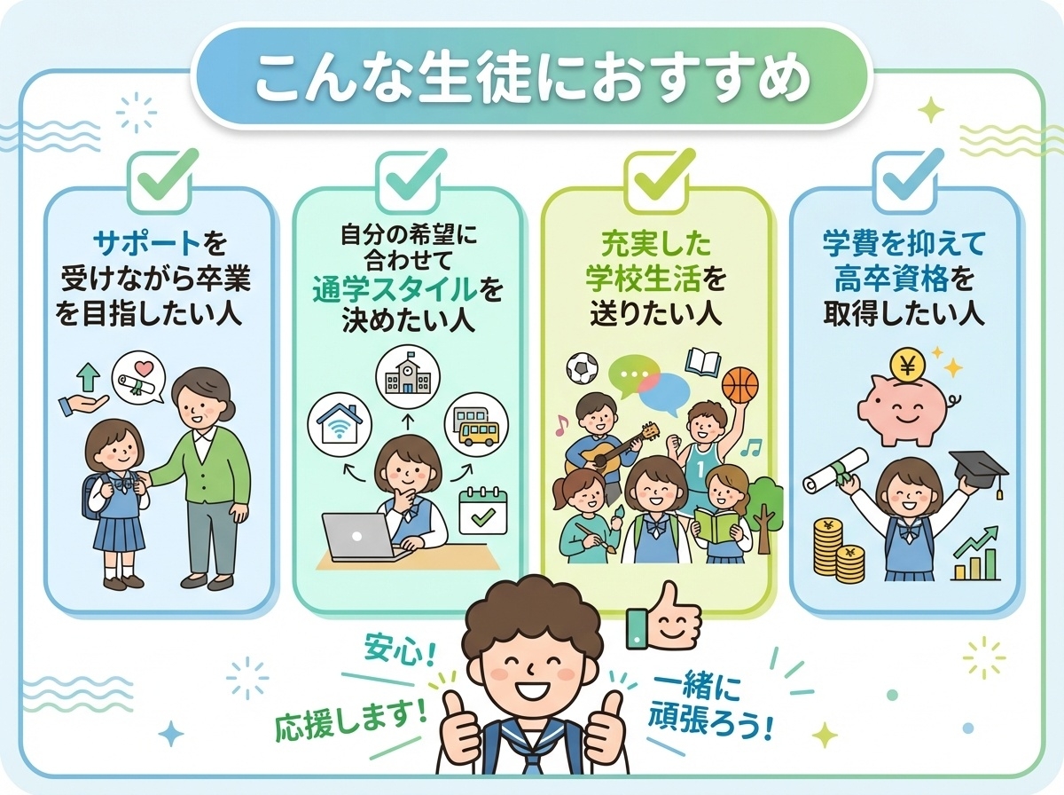 鹿島朝日高等学校に向いている生徒の特徴 サポートを受けながら卒業を目指したい 自分のペースで学びたい
