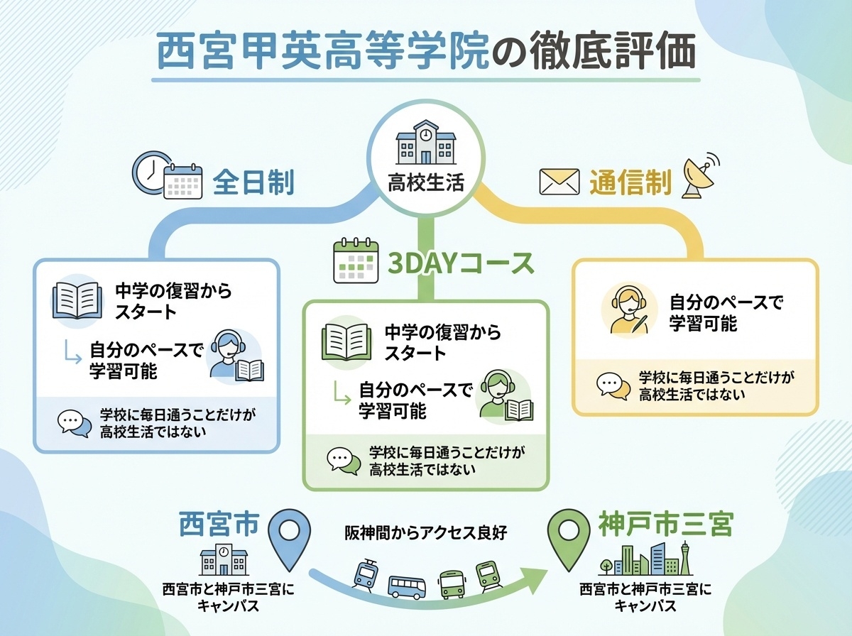 西宮甲英高等学院の徹底評価、3つの教育課程と主要な特徴を総合的に紹介