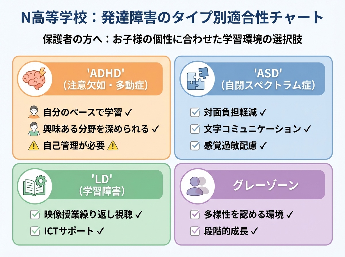 発達障害タイプ別N高等学校適性マップ