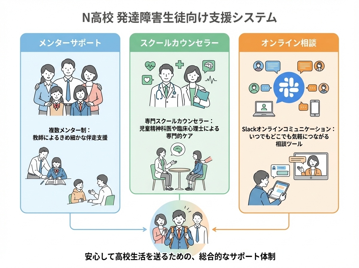 N高等学校のサポート体制の3つの柱